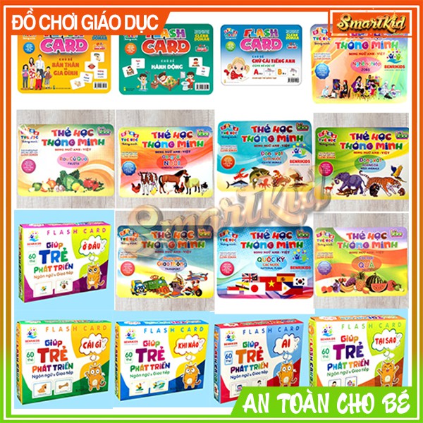 Thẻ Học Thông Minh Song Ngữ Anh-Việt SmartKid Theo Phương Pháp Glenn Doman Nhiều Chủ Đề Cho Bé 0-6 Tuổi