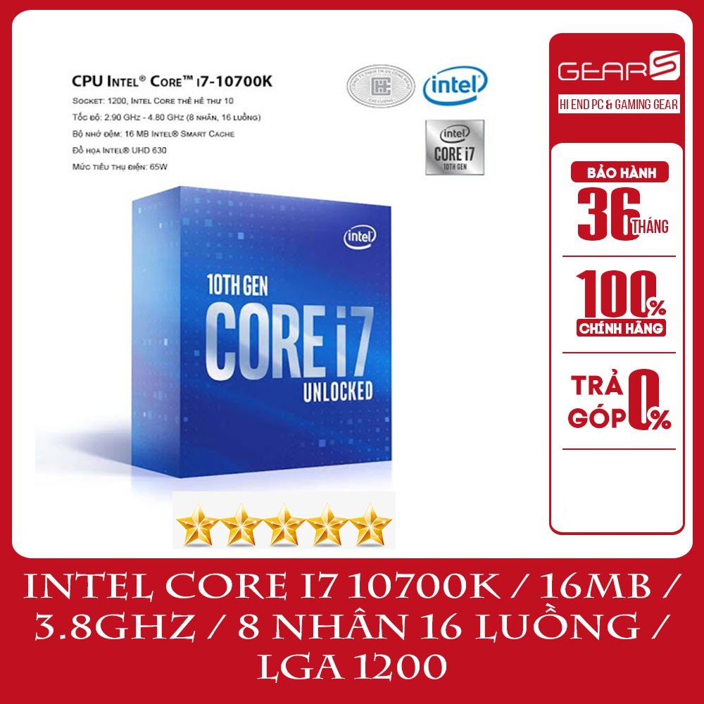Intel Core i7 10700K (Up to 5.1Ghz/ 16Mb cache) - Nguyên seal Full Box nhập khẩu - Bảo hành 36 Tháng | BigBuy360 - bigbuy360.vn