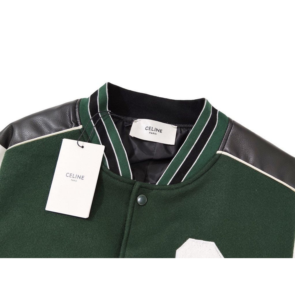 Áo khoác C3line loose teddy green bomber jacket ss21