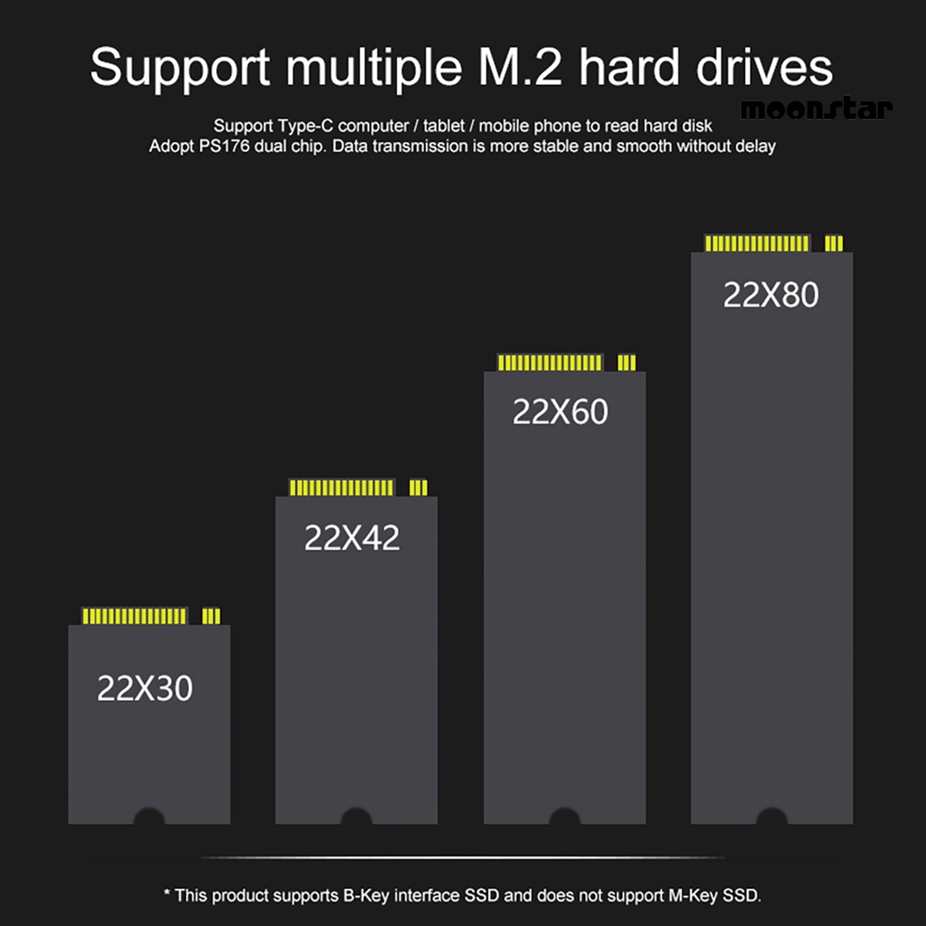 MO Portable USB 3.1 M.2 NGFF High Speed External SSD Mobile Hard Drive Enclosure