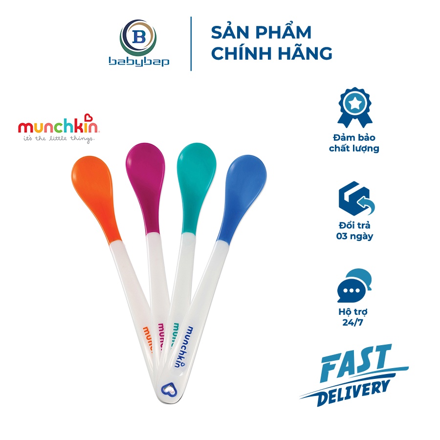 Bộ Thìa Mềm Báo Nóng Munchkin  Phù Hợp Với Bé Từ 3 Tháng Tuổi Trở Lên