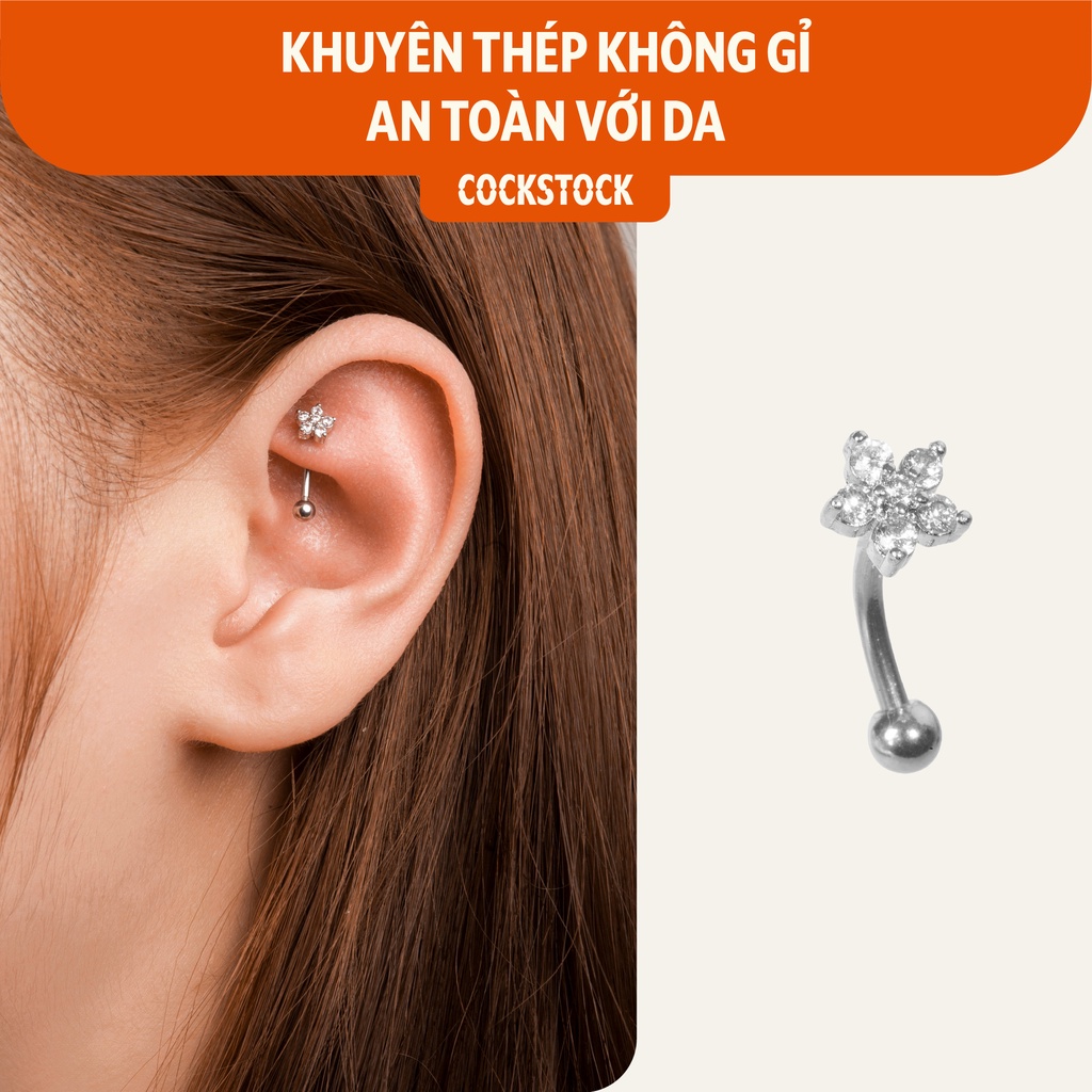 Khuyên tai Rook hoa đá CockStock