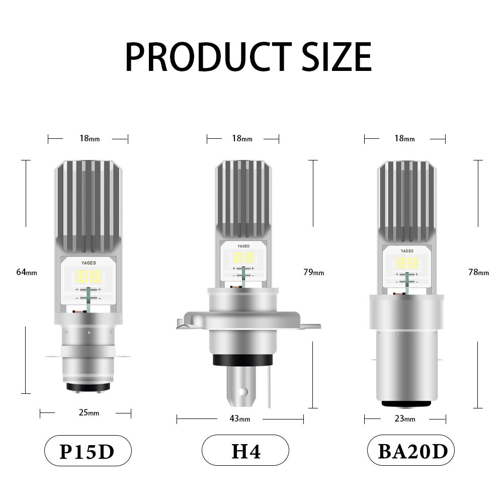 Đèn pha LED LYMOYO T19 H4 P15D BA20D 30LED 8W DC12V cho xe máy