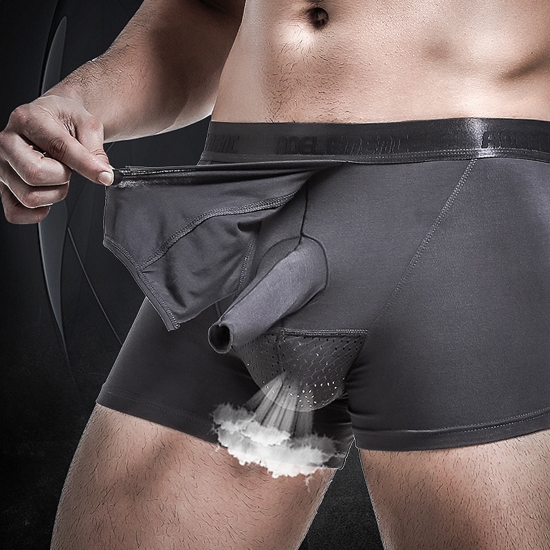 Quần Lót Boxer Vải Lụa Lạnh Màu Trơn Lưng Vừa Có Túi Thoáng Khí Thoải Mái 223 Cho Nam