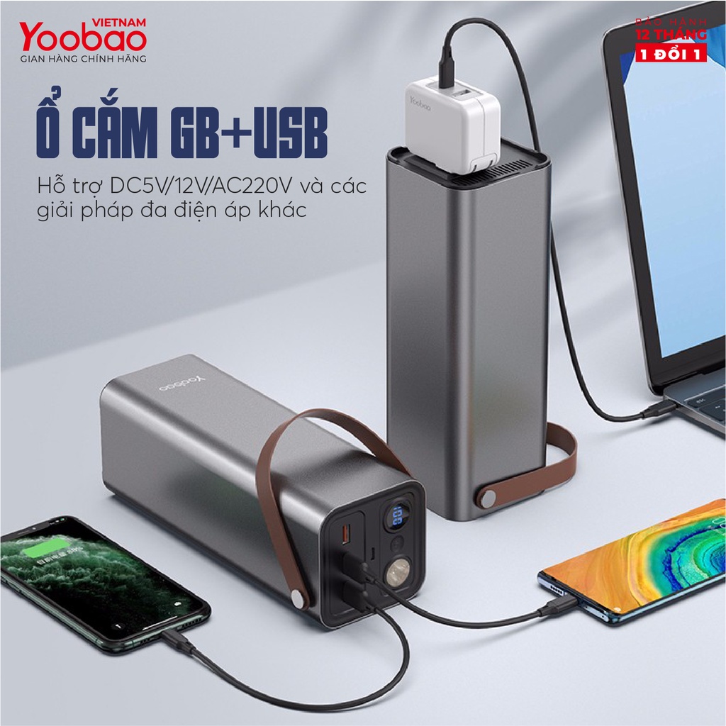 Trạm sạc 46200mAh Yoobao EN1 Sạc nhanh PD3.0 &amp; QC3.0 220V - 3 cổng ra USB 1 cổng TypeC 1 cổng AC - Hàng chính hãng