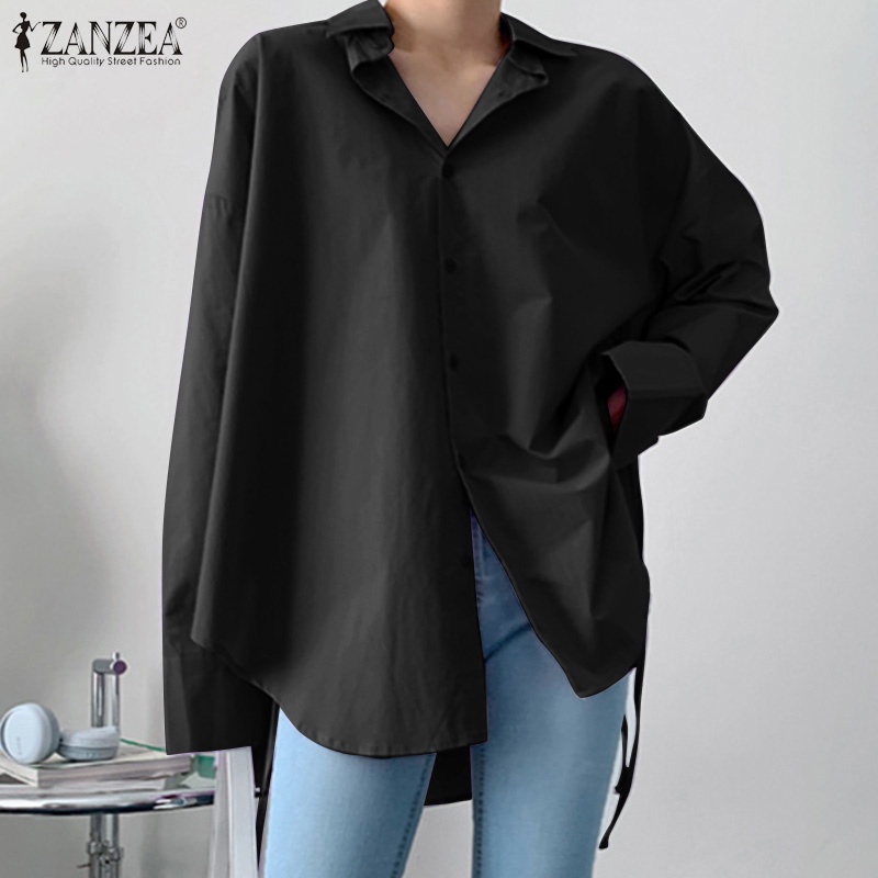 Áo sơ mi ZANZEA tay dài cổ bẻ phong cách Hàn Quốc dành cho nữ
