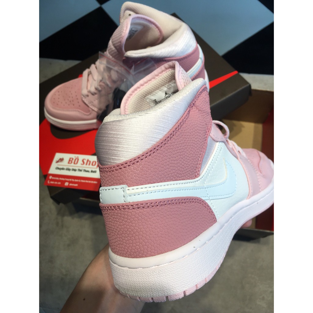 Giày thể thao AIR JORDAN 1 MID DIGITAL PINK  trắng hồng cao cổ siêu đẹp