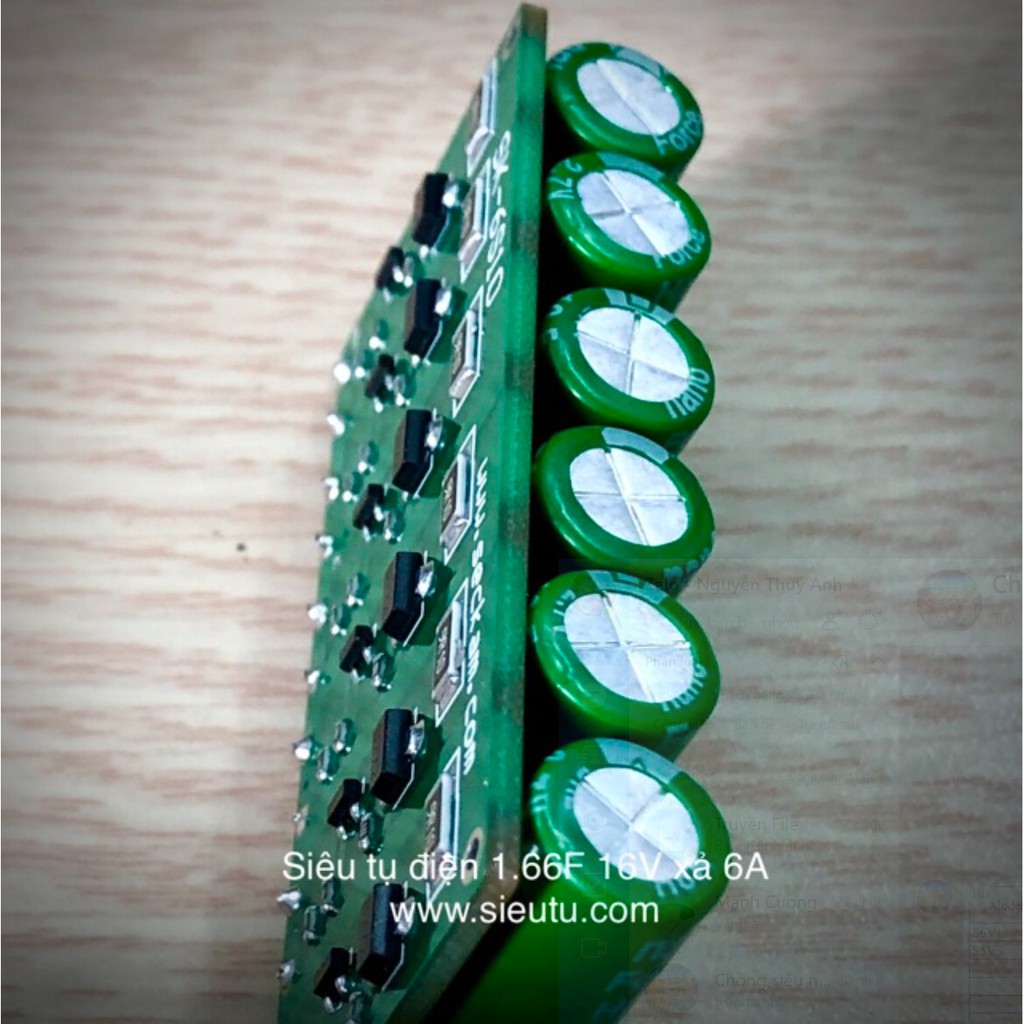 Siêu tụ điện 16V 1.66F dòng xả 6A hỗ trợ khởi động xe và lọc điện