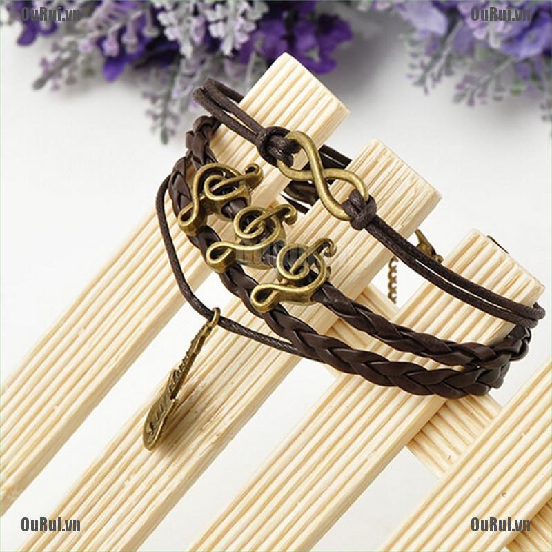 Vòng Tay Da Nhiều Lớp Phong Cách Cổ Điển