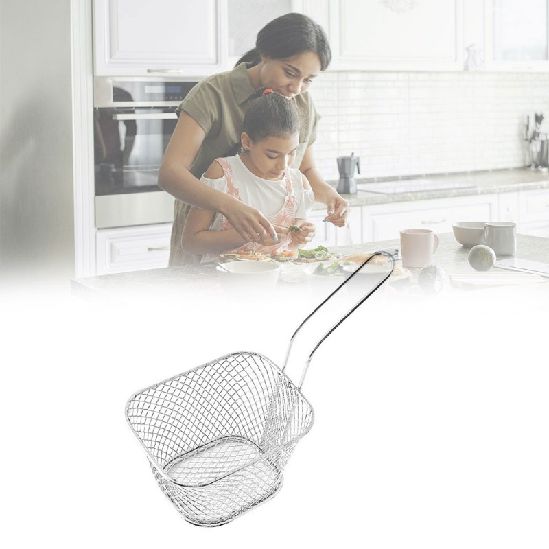 Rổ Inox Hình Chữ Nhật Chiên Khoai Tây Chiên Chuyên Nghiệp