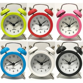 ღPortable Cute Mini Round Battery Alarm Clock Desktop Table Bedside Clocks Décor