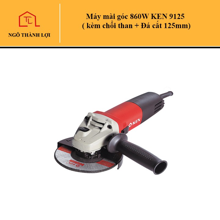 Máy mài góc 860W KEN 9125 ( kèm chổi than+ Đá cắt 125mm)