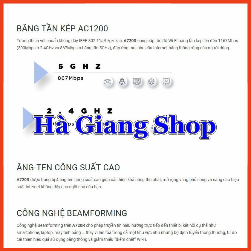 Bộ Phát Wifi Totolink A720R Chuẩn AC 1200Mbps - NPP HGS | BigBuy360 - bigbuy360.vn