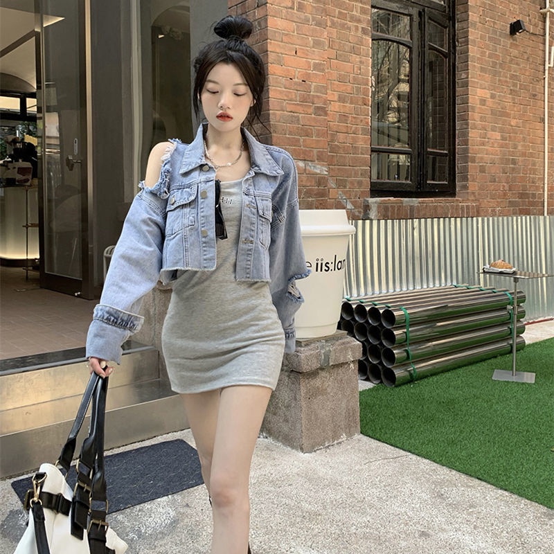 Áo Khoác Denim Thiết Kế Mới Năng Động Thời Trang