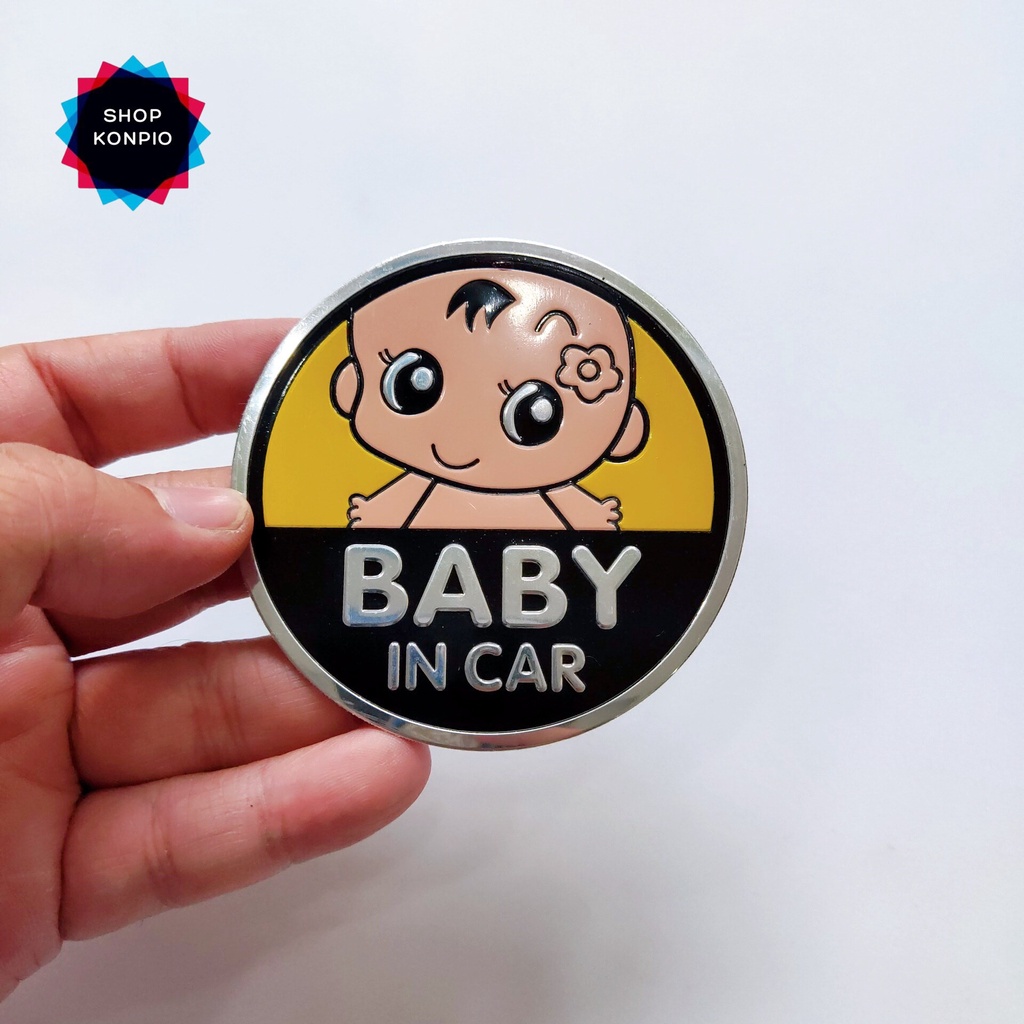 [Mã LIFEAUMAY giảm 10% tối đa 30k đơn 150k] Tem Nhôm Baby In Car Dán Xe Ô Tô Kích Thước 7.5 Cm Chống Thấm Chịu Nhiệt