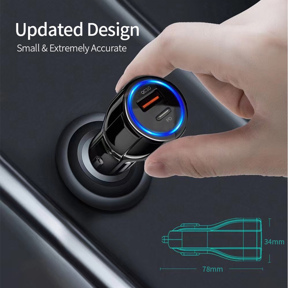 Tẩu Sạc Nhanh 2 Trong 1 Cổng USB 12V 24V Cho Xe Hơi