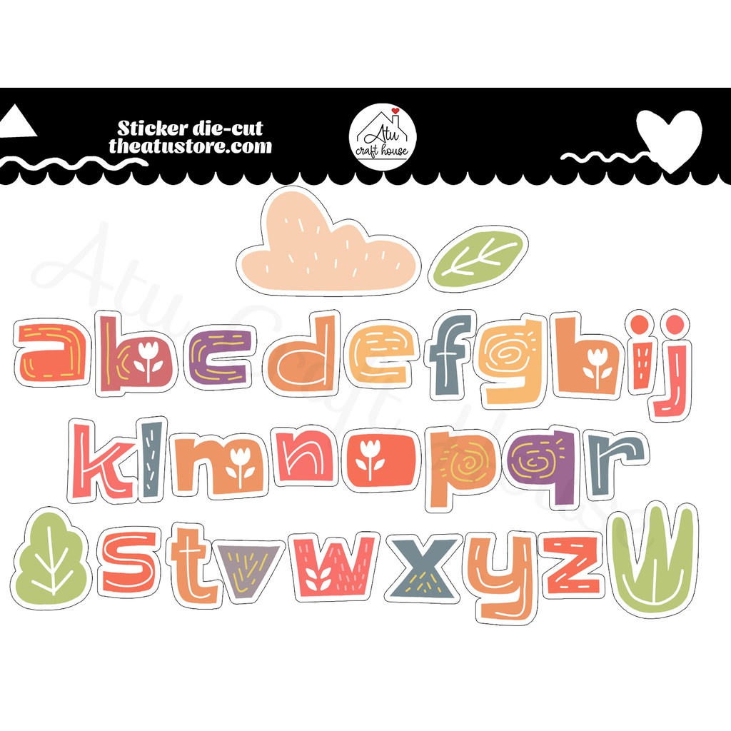 BẢNG CHỮ CÁI Sticker die-cut  - Sticker cắt rời - Nguyên vật liệu làm Scrapbook Handmade