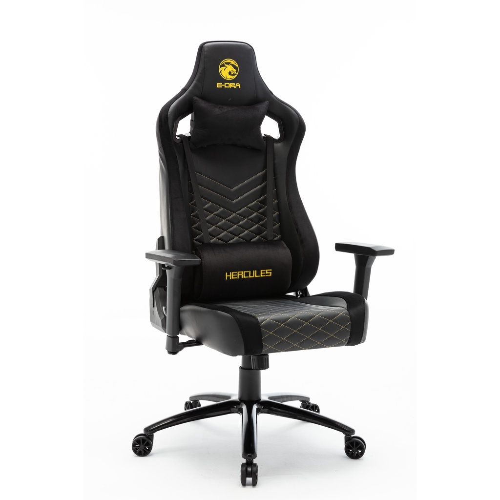 Ghế gaming, ghế ngồi chơi game xoay 360 độ cao cấp E-DRA Hercules EGC203 Black V2 - Chân thép - Chất liệu da PU