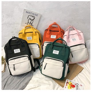 Balo hộp vuông ulzzang phối màu |balo vải nữ