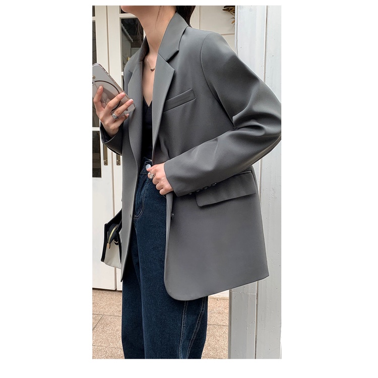 Áo Khoác Vest Đen Dáng Rộng Phong Cách Hàn Quốc Thời Trang Xuân Thu  Cao Cấp