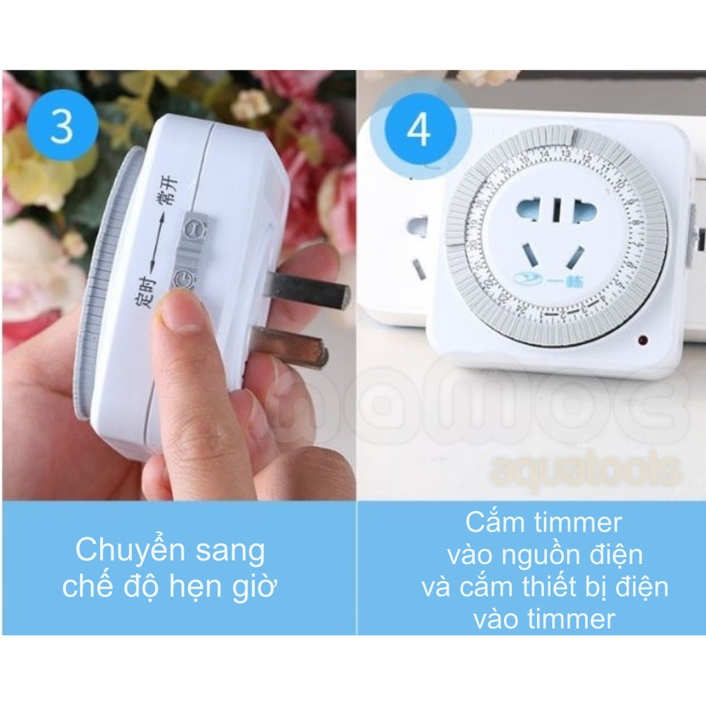 Hẹn Giờ Cơ ☘ Timmer 24h ☘ Hẹn Giờ Bật Tắt Tự Động Đèn - CO2 - Quạt Cho Bể Cá, Bể Thuỷ Sinh