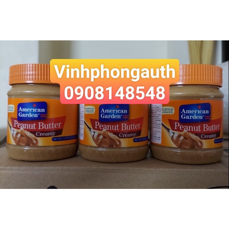 [340g – NẮP CAM] BƠ ĐẬU PHỘNG MỊN [USA] AMERICAN GARDEN Peanut
