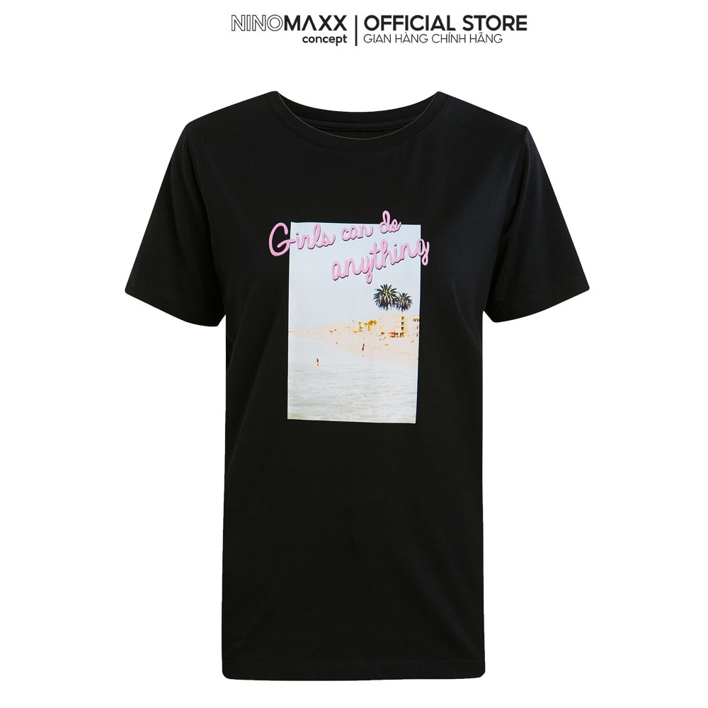 Ninomaxx Áo thun Graphic Nữ tay ngắn chất cotton pha spandex 2104109