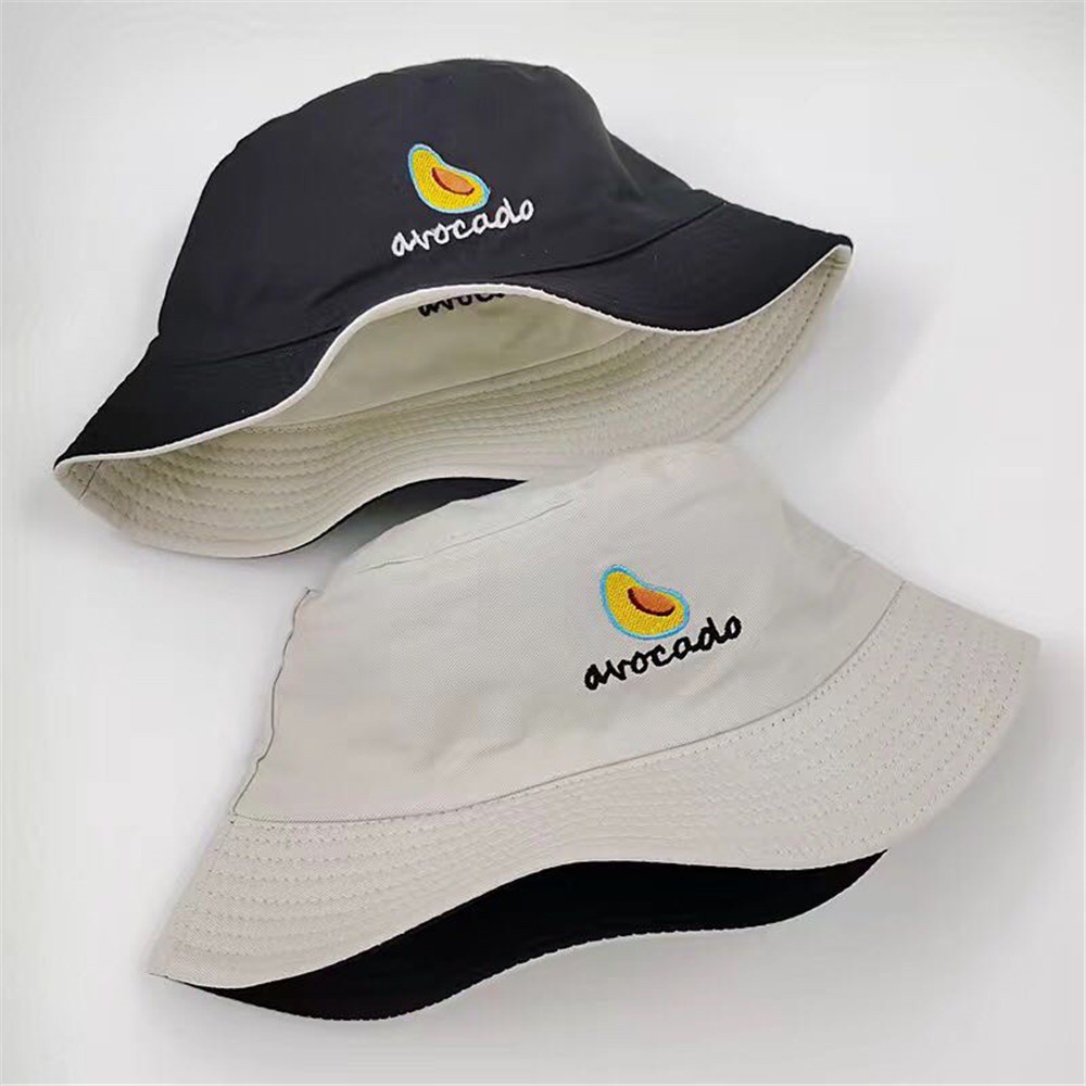 Nón Vành Tròn Bằng Cotton Chống Nắng Thêu Họa Tiết Hai Mặt Thời Trang Mùa Hè Cho Unisex