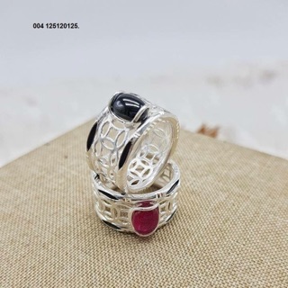 Nhẫn kim tiền bạc đá cho nam
