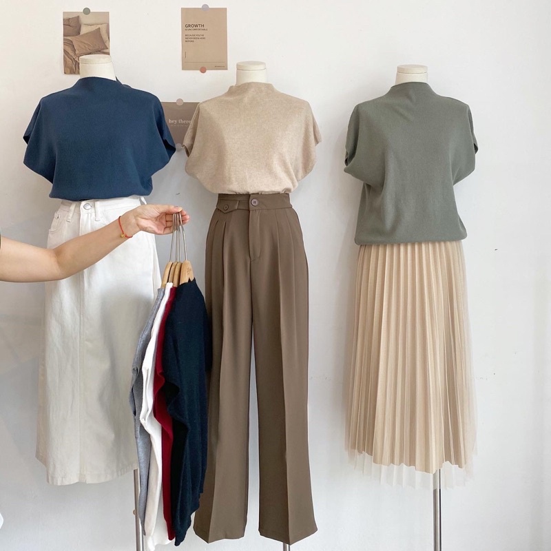Áo len tay hến chất mịn màu basic