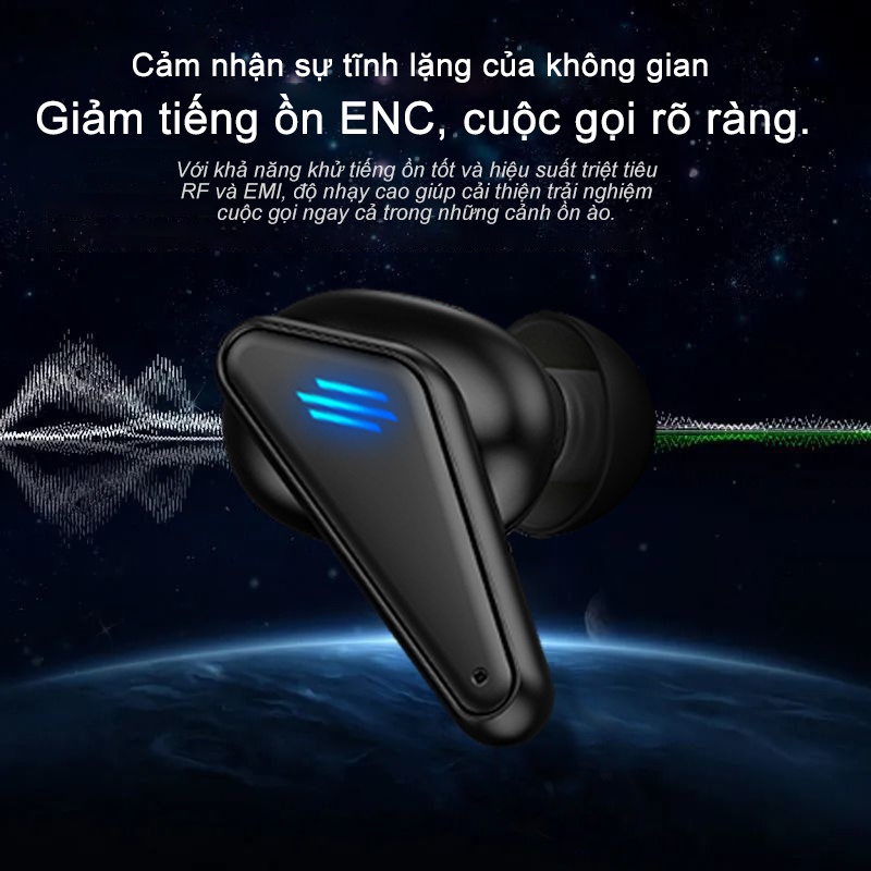 Tai nghe gaming không dây K55 ， tai nghr dien thoai có mic nhét tai không dây，chính hãng chuyên game thủ audio bluetooth nhét chup tai chơi game bluetooth PUBG， super bass TWS true wireless bluetooth headphone