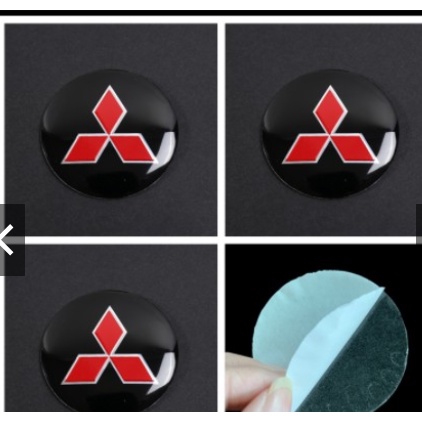 Set 4 miếng decal dán  trang trí ốp chụp mâm bánh xe hơi ô tô logo 56mm MITSUBISHI