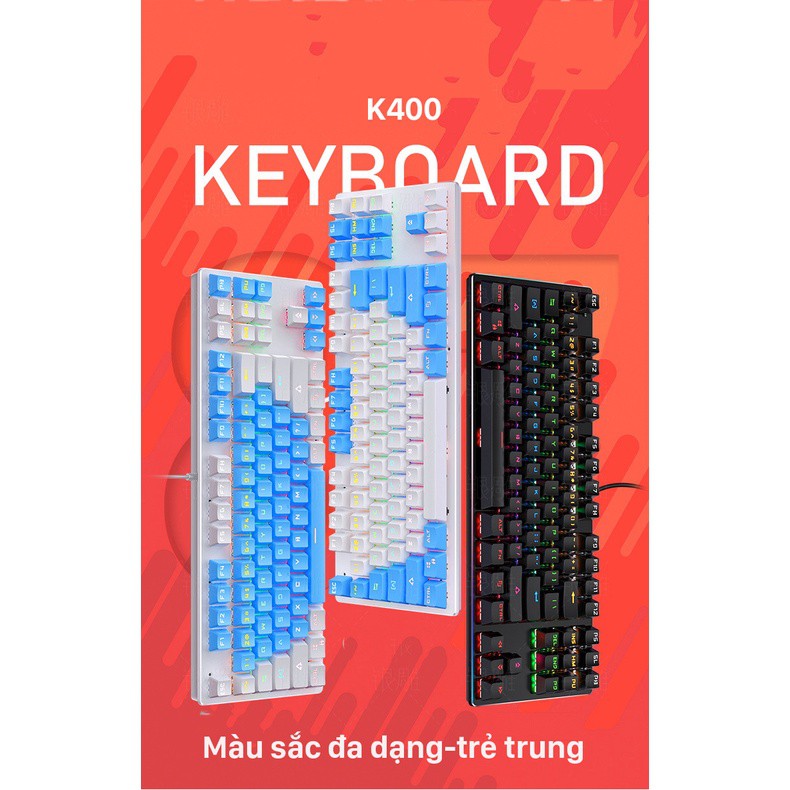 Bàn phím cơ Gaming Latope bàn phím chơi game có dây Full LED RGB K400