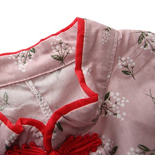 Sườn Xám In Hoa Cho Bé Gái