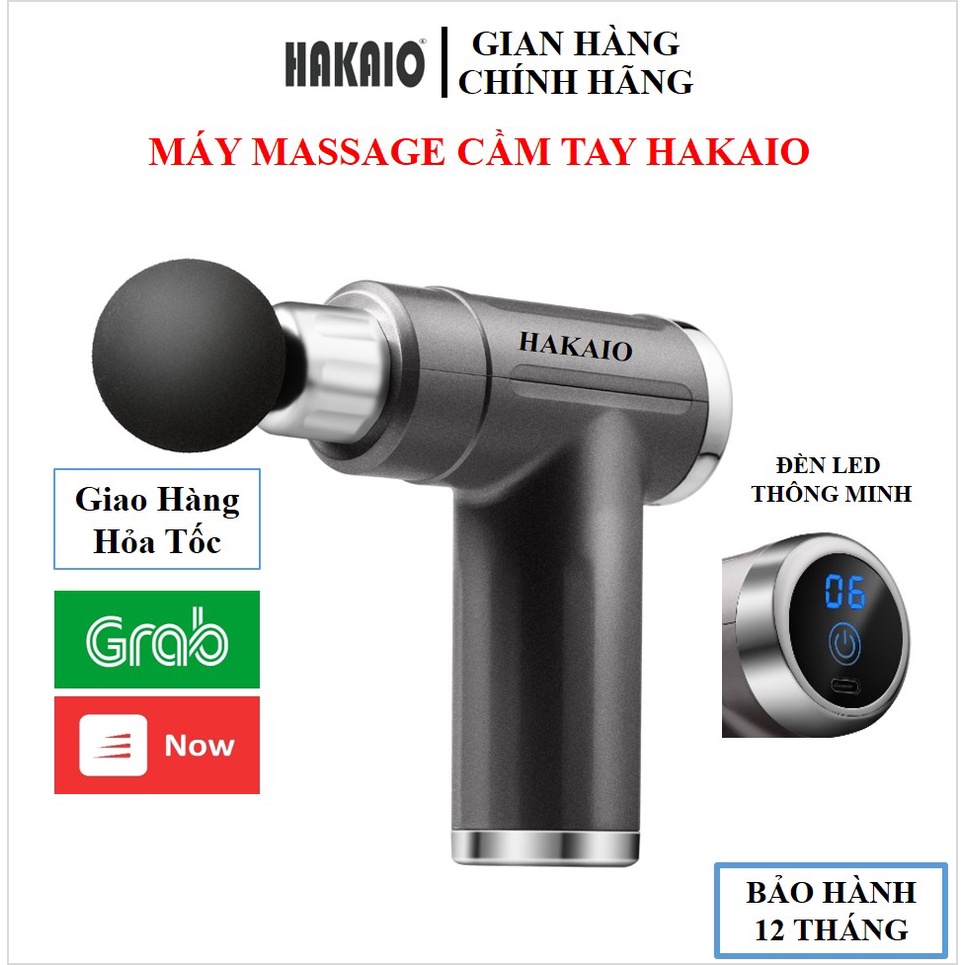 Máy Massage Cầm Tay HAKAIO 4 Đầu 6 Chế Độ, Súng Massage Trị Nhức Mỏi Vai Gáy, Đau Giãn Cơ