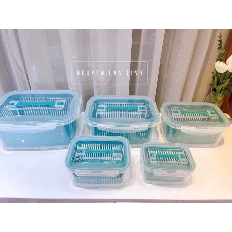 Sét 5 hộp đựng thực phẩm kèm 5 rổ và nắp đậy