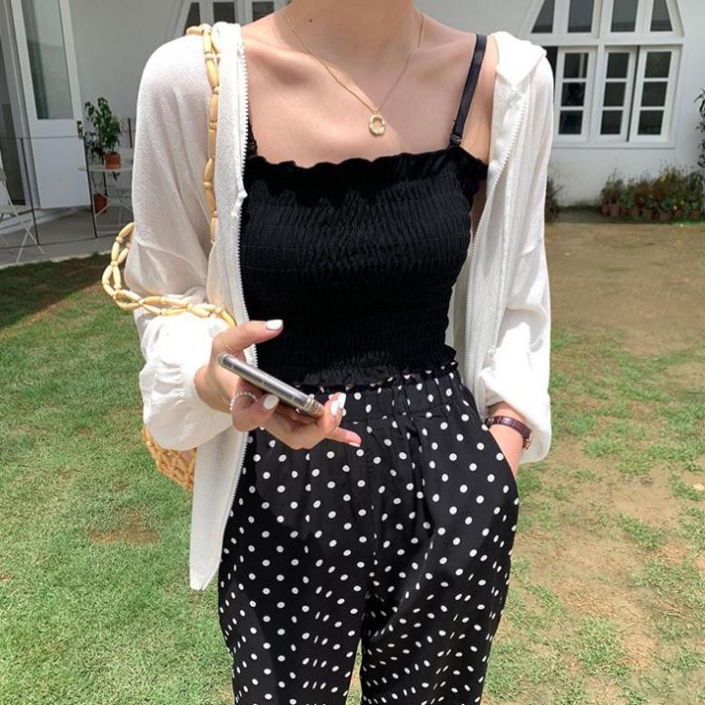 Áo 2 Dây Croptop Bản Nhỏ Có Mút Ngực Ulzzang Hàn Quốc Áo 2 Dây Croptop Ôm Eo