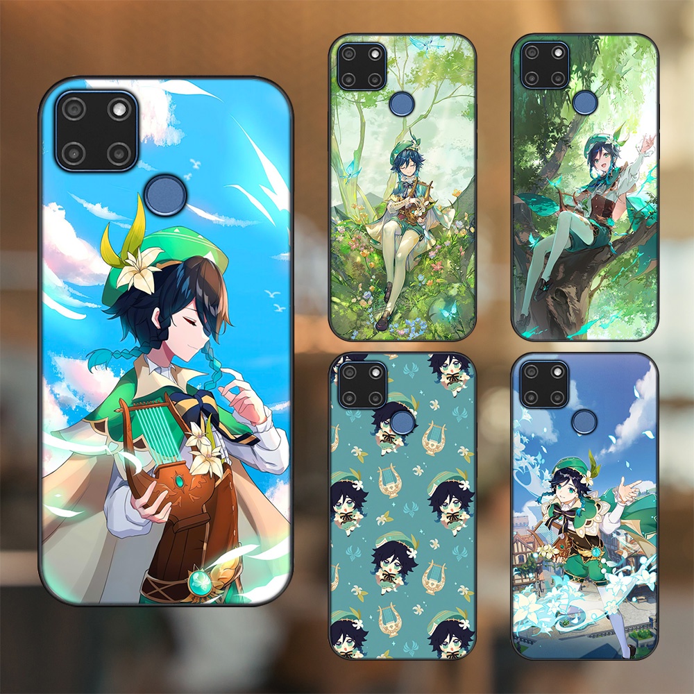 Ốp lưng Realme C12, C21Y viền đen in hình Venti Genshin Impact