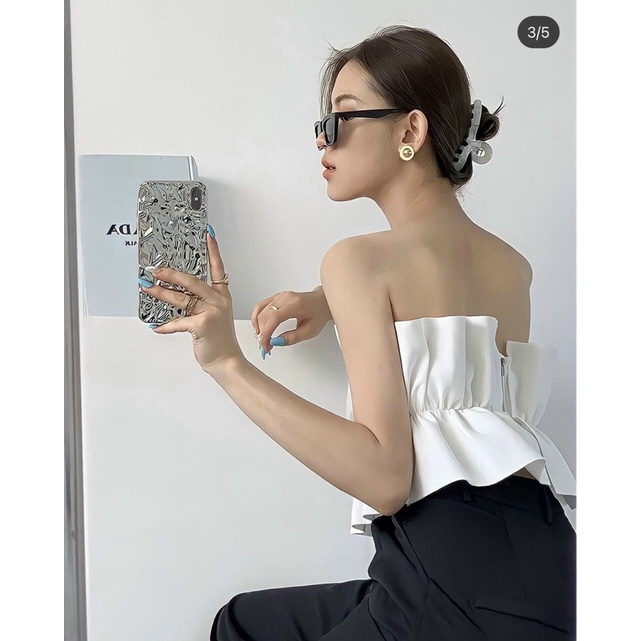 ÁO CROP TRẮNG ỐNG RÚT EO