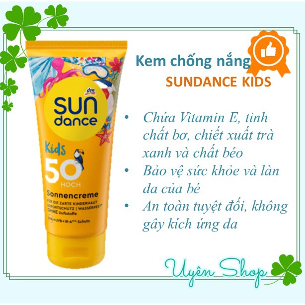 Kem chống nắng Sundance Kid 50+ [NỘI ĐỊA ĐỨC] an toàn cho làn da nhạy cảm của bé