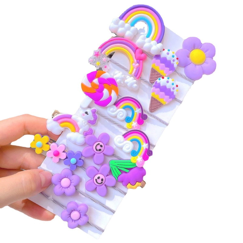 Dây Buộc Tóc Cao Su Họa Tiết Hoạt Hình Màu Cầu Vồng Phong Cách Hàn Quốc Dễ Thương Cho Bé Gái
