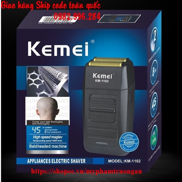 Máy Cạo Khô Lưỡi Kép Cao Cấp Kemei 1102