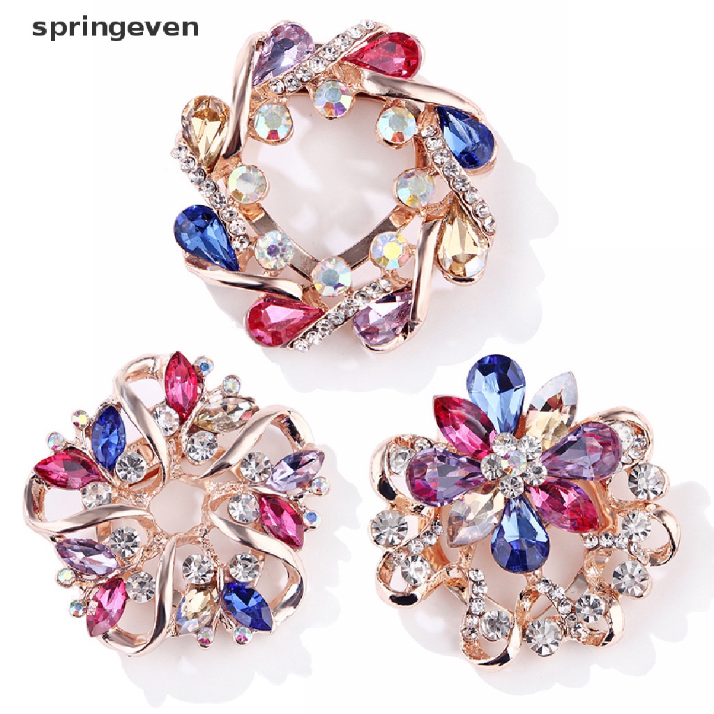 Ghim Cài Áo Hình Vòng Hoa Đính Đá Nhiều Màu Thời Trang Cho Nữ