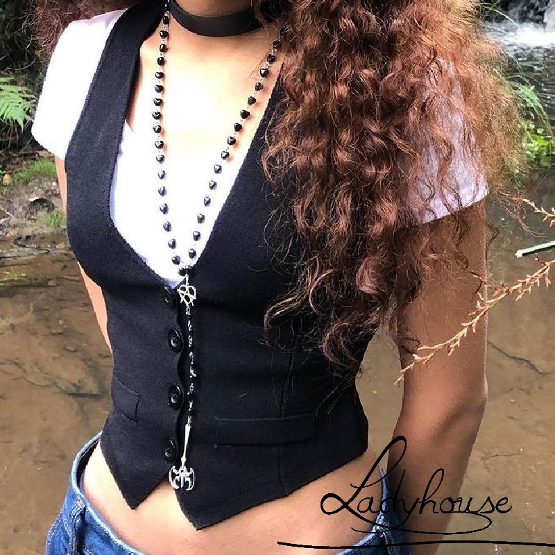 Ld Áo Khoác Ghi Lê Không Tay Cổ Chữ V Sọc Màu Trơn Cho Mùa Hè S/M/L/XL/XXL