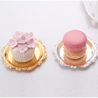 Châu Âu khay tròn kim loại lót ly retro ins mini khay trang sức trà chiều khay đồ ăn nhẹ khay bánh ảnh đạo cụ