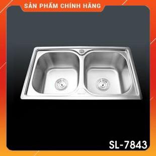 Chậu rửa bát cao cấp inox 100%, 2 hộc, (78x43x23)cm, bồn rửa , bảo hành 3 năm