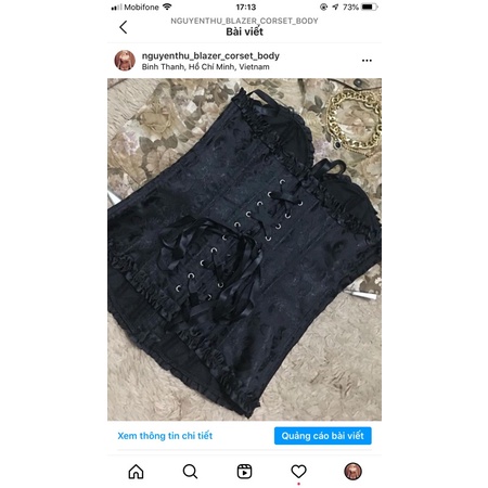 Corset gấm rút dây đen