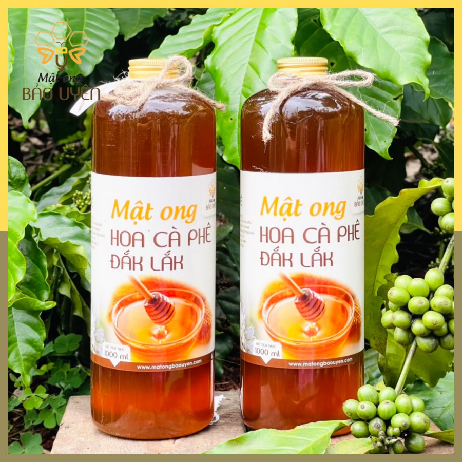 Combo 2 Mật Ong Hoa Cà Phê Nguyên Chất Bảo Uyên Chống Oxy Hóa Tăng Cường Sức Sức Đề Kháng Dung Tích Chai 1 Lít