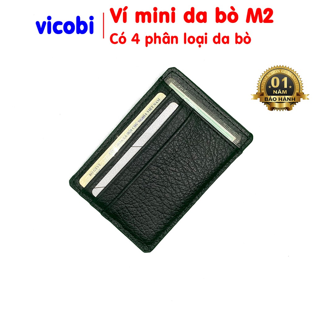 [Mã FAMAYMA giảm 10K đơn 50K] Ví mini name card Da Bò Vicobi M2, Bóp nhỏ gọn bỏ túi hàng gia công tại Việt Nam