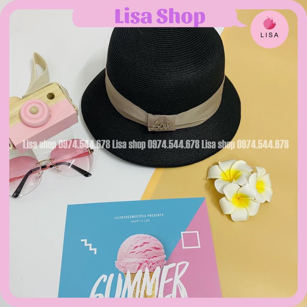 [FREESHIP-HÀNG LOẠI 1] Mũ cói, nón cói đi biển chữ love đính đá form chuẩn đẹp phong cách Hàn Quốc cho nữ, M28